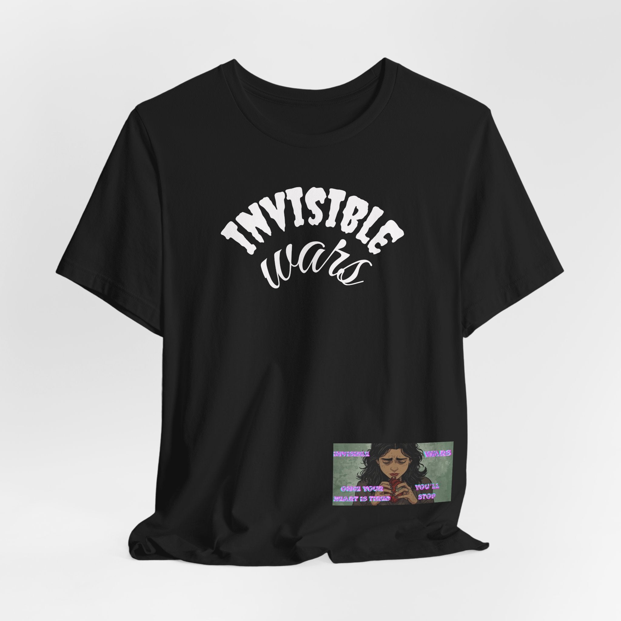 Invisible Wars Graphic Tee — Anime Illustration with "Invisible Wars" Text