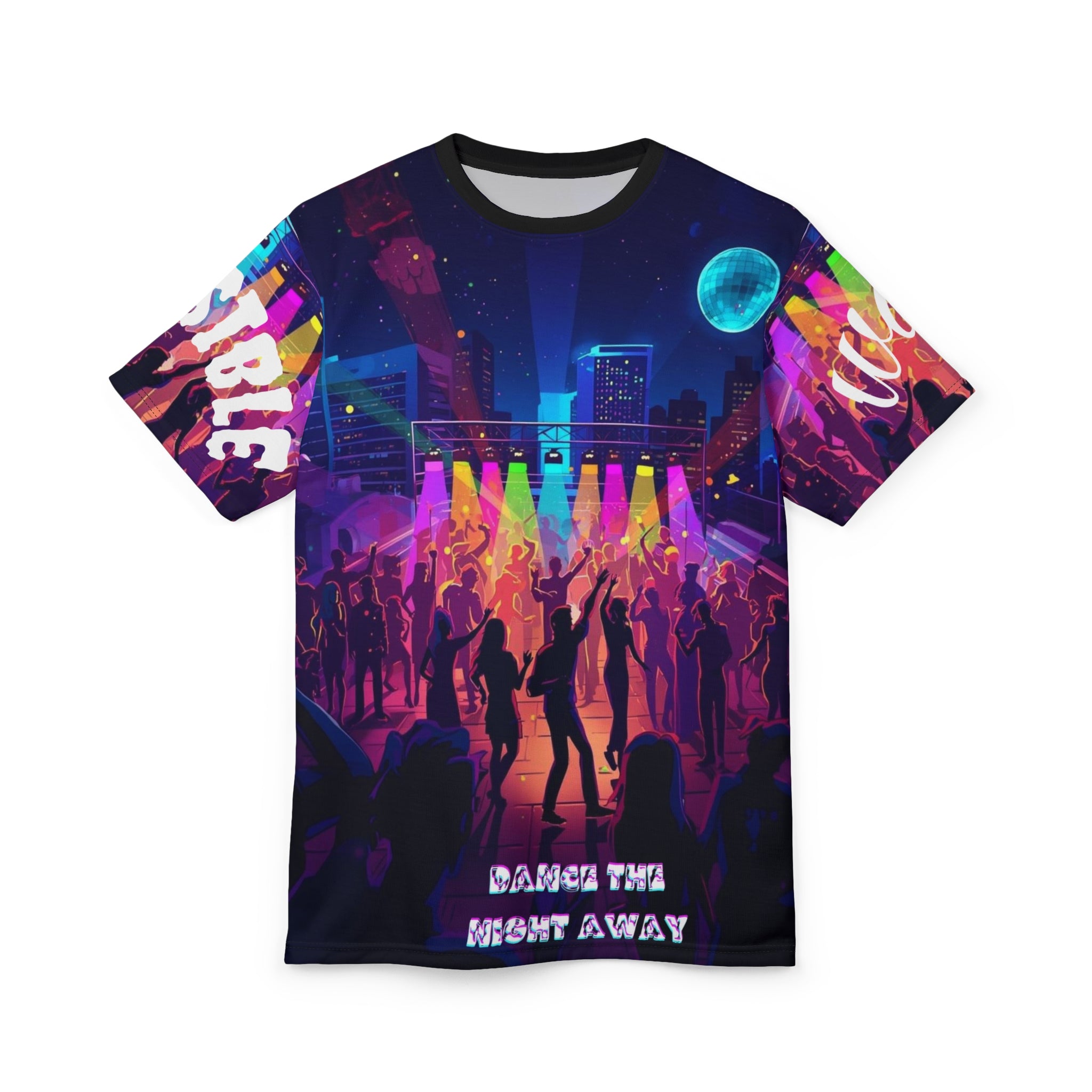 Concert Night All-Over Print Tee — Neon Dance Party Graphic