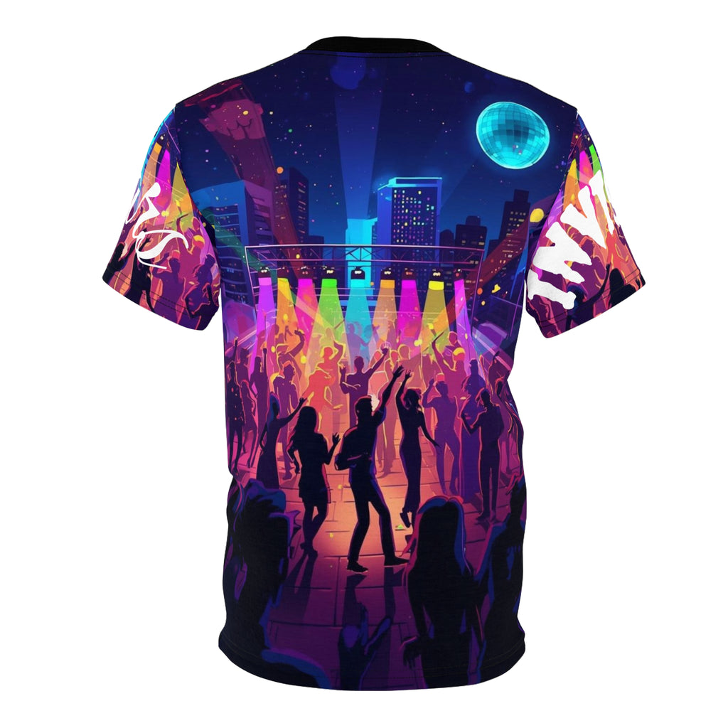 Concert Night All-Over Print Tee — Neon Dance Party Graphic
